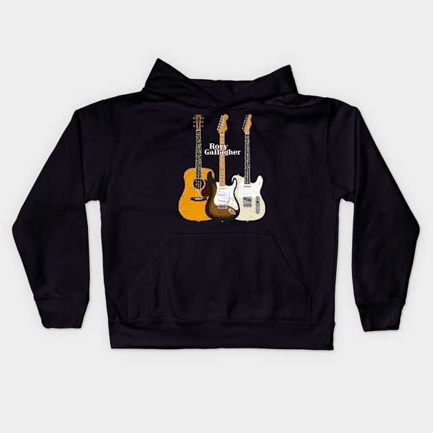 Rory Gallagher Guitars Kids Hoodie by Daniel Cash Guitar